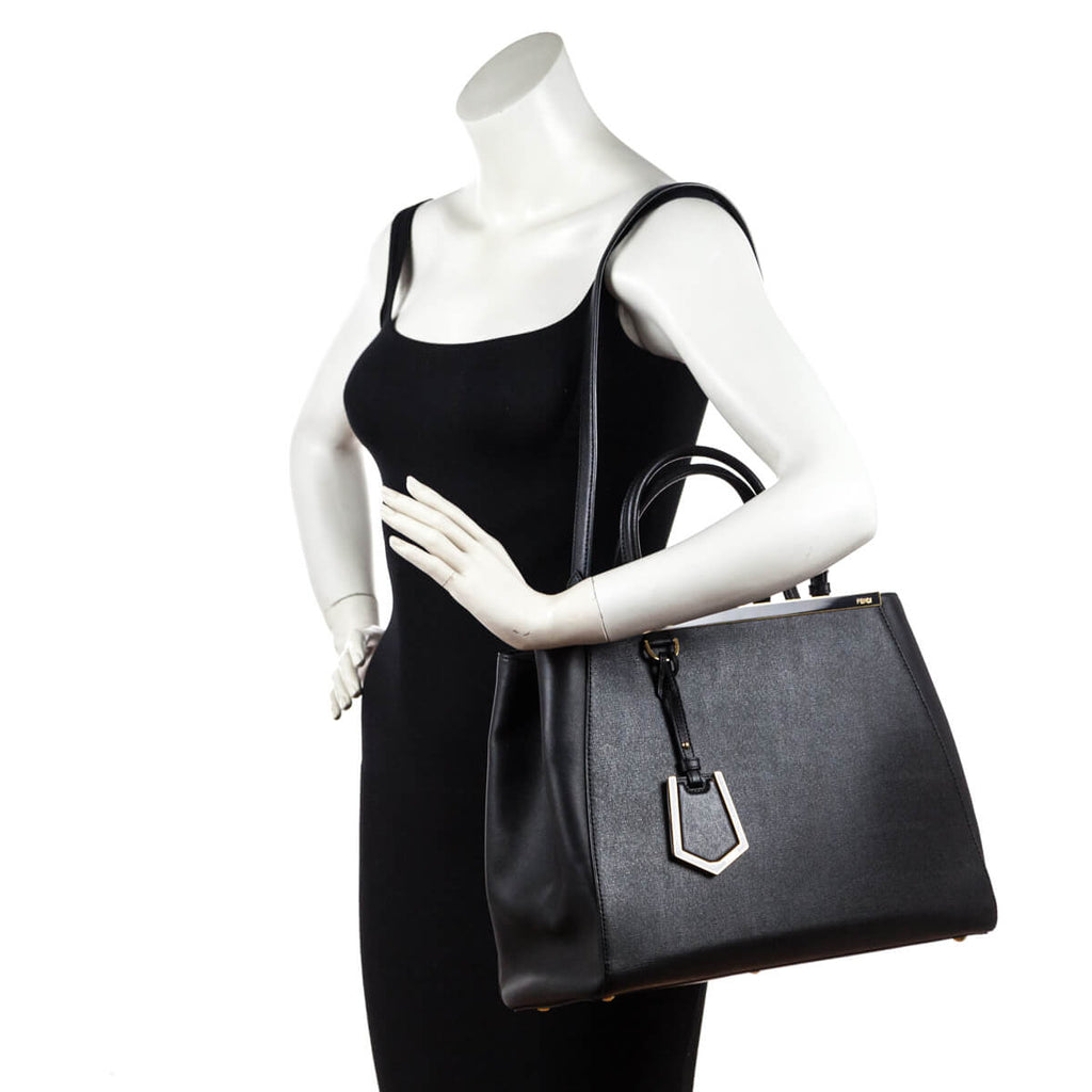 Fendi Black Vitello Elite Regular 2Jours Tote