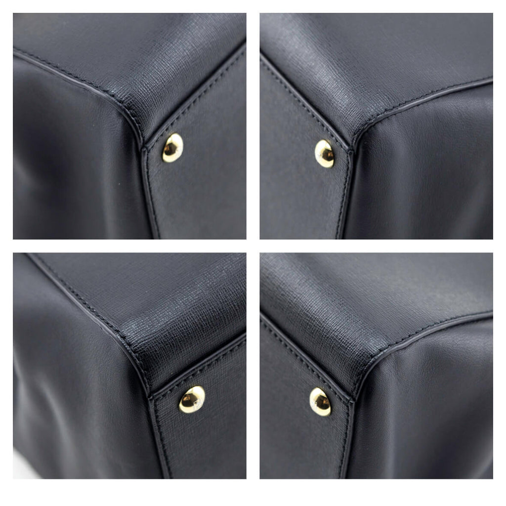 Fendi Black Vitello Elite Regular 2Jours Tote