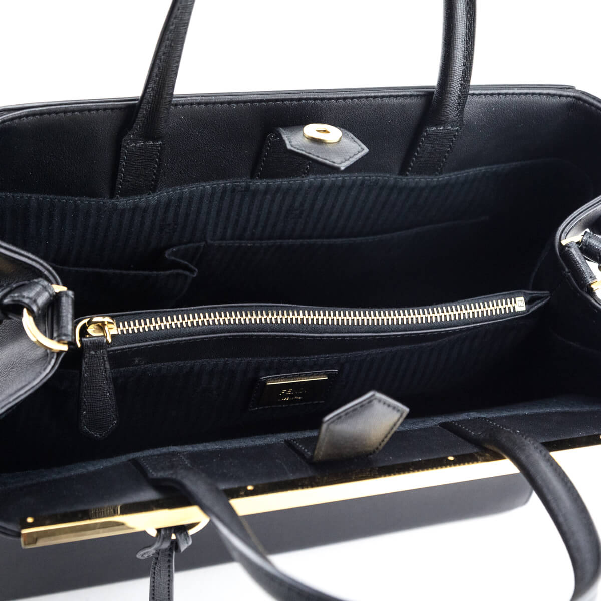 Fendi Black Vitello Elite Regular 2Jours Tote