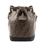 Fendi Black & Glazed Fabric FF 1974 Stamp Patch Small Mon Tresor Bucket Bag