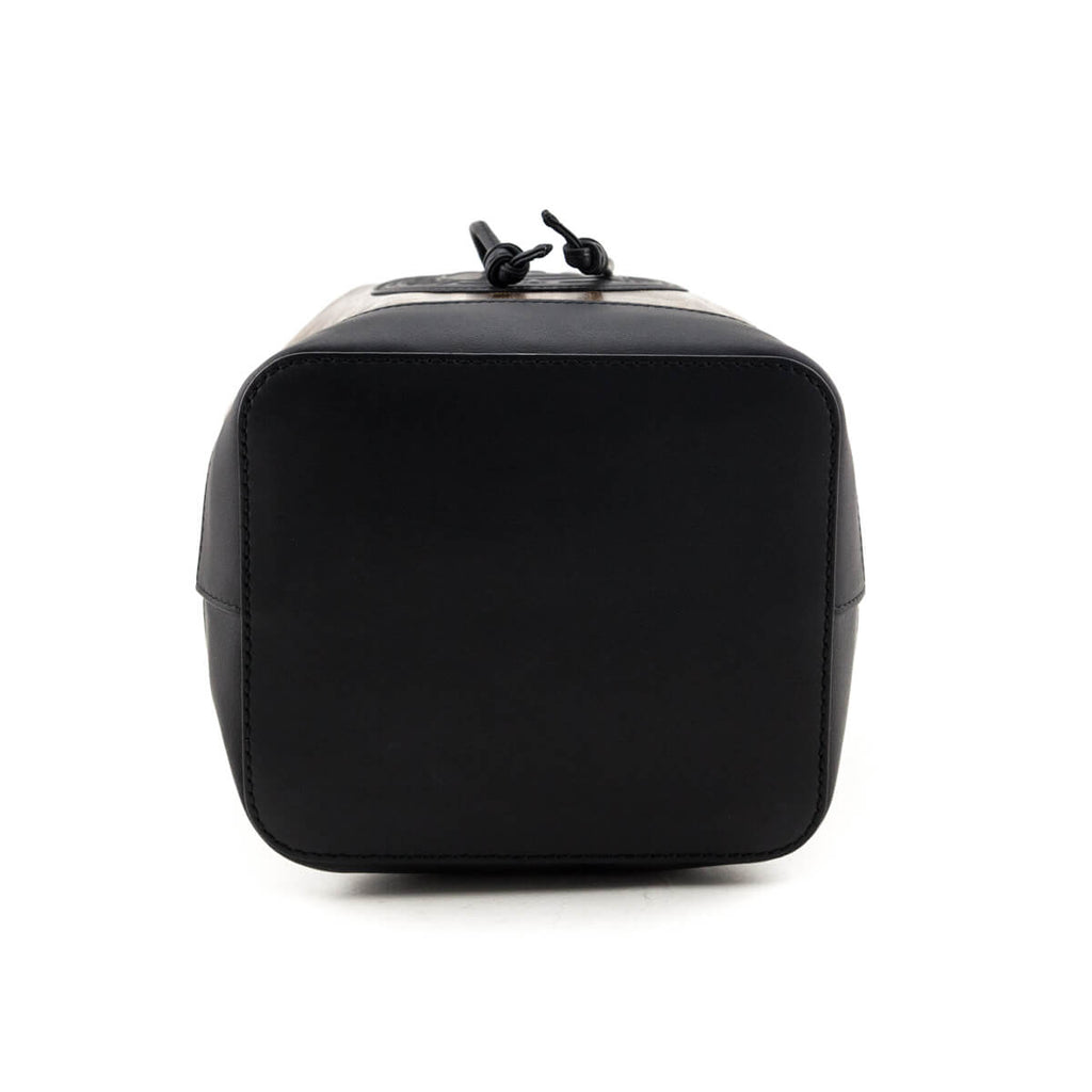 Fendi Black & Glazed Fabric FF 1974 Stamp Patch Small Mon Tresor Bucket Bag