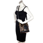 Fendi Black & Glazed Fabric FF 1974 Stamp Patch Small Mon Tresor Bucket Bag