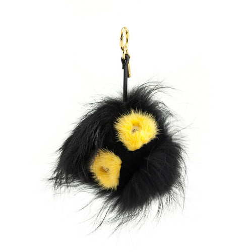 Fendi Black & Yellow Fur Monster Bag Charm