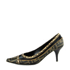 Fendi Brown Zucca & Mesh Pumps Size US 7 | EU 37