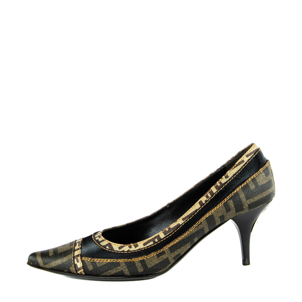 Fendi Brown Zucca & Mesh Pumps Size US 7 | EU 37