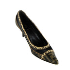 Fendi Brown Zucca & Mesh Pumps Size US 7 | EU 37