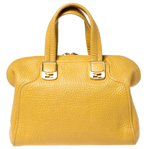FENDI YELLOW PEBBLED CHAMELEON SATCHEL