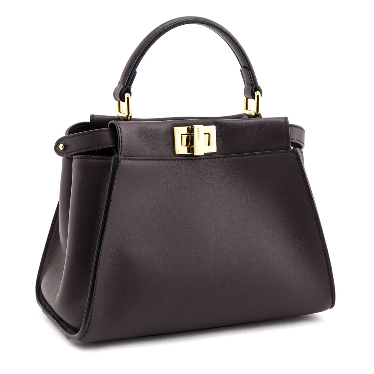 Fendi Chocolate Vitello Seta Mini Iconic Peekaboo Bag