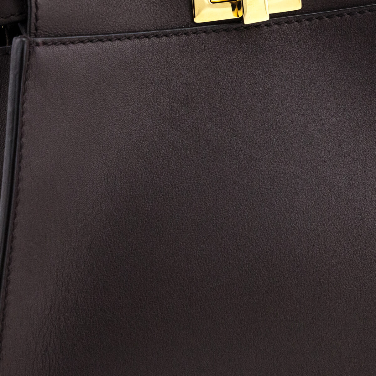 Fendi Chocolate Vitello Seta Mini Iconic Peekaboo Bag