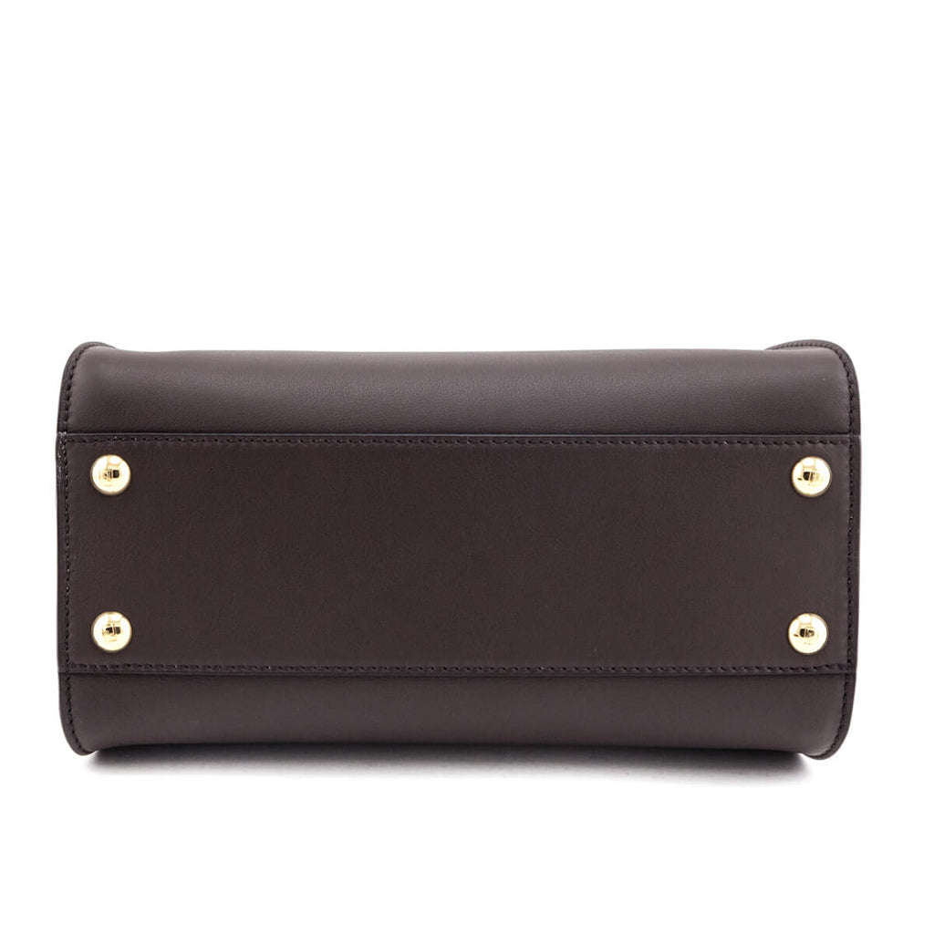Fendi Chocolate Vitello Seta Mini Iconic Peekaboo Bag