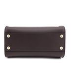 Fendi Chocolate Vitello Seta Mini Iconic Peekaboo Bag