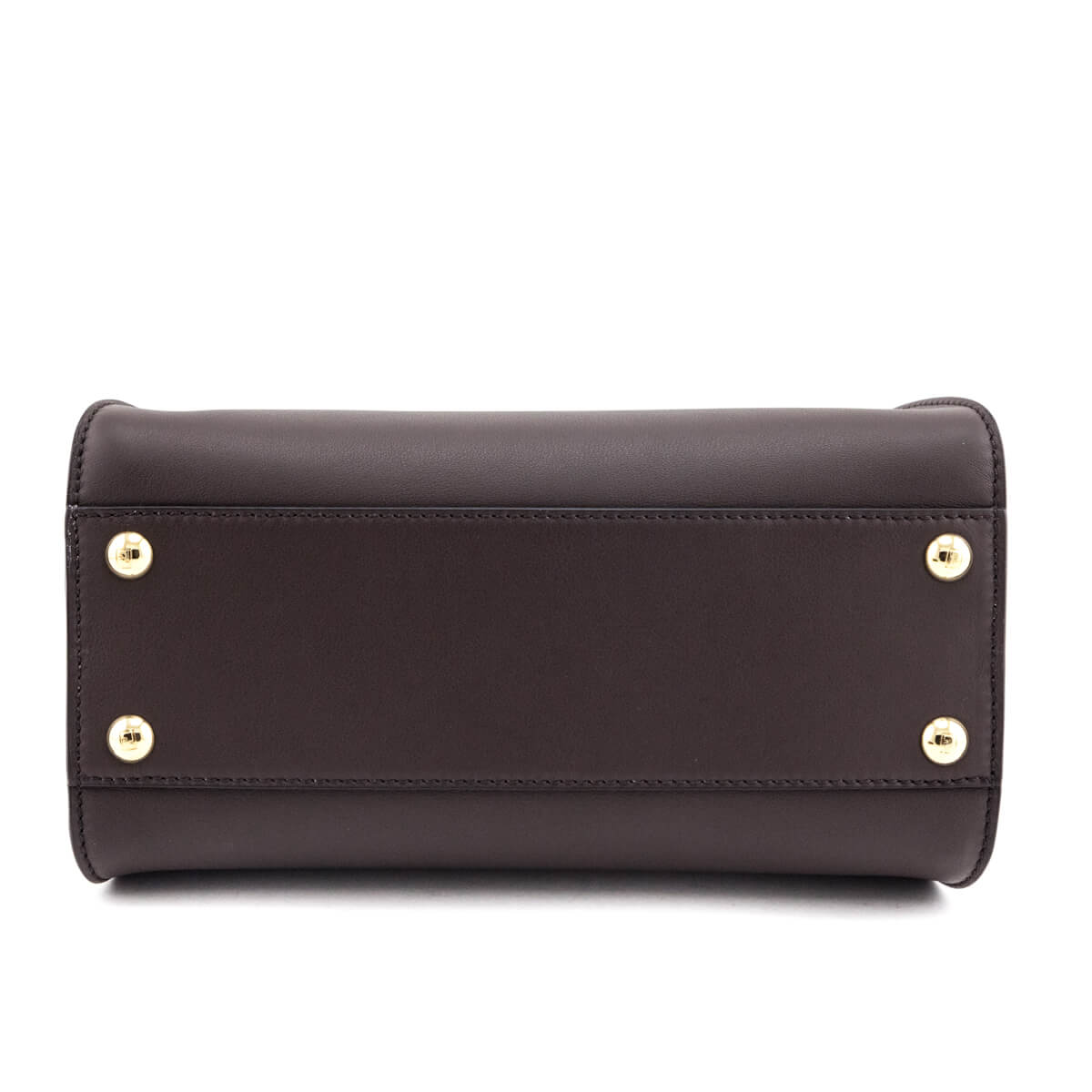 Fendi Chocolate Vitello Seta Mini Iconic Peekaboo Bag