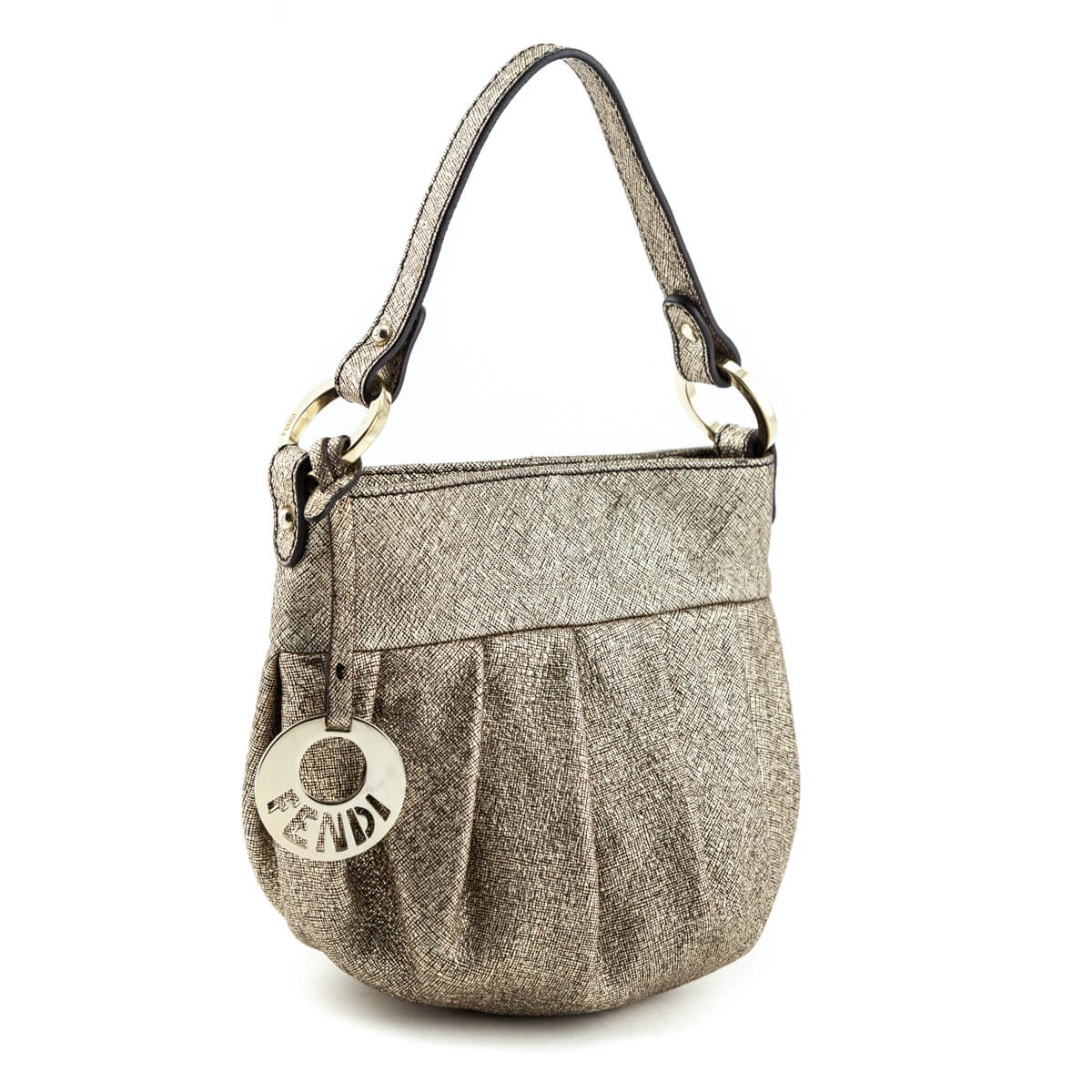 Fendi Gold Textured Leather Mini Chef Bag
