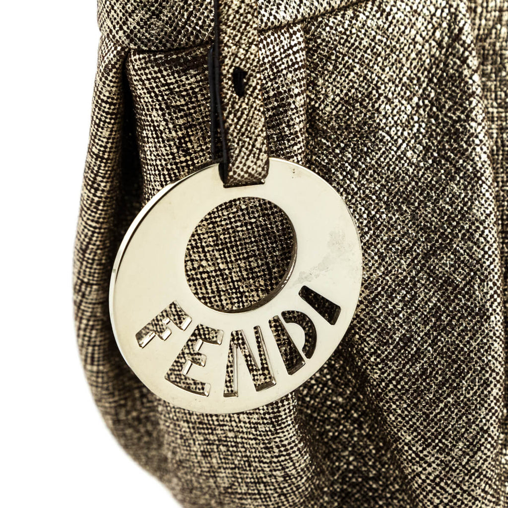 Fendi Gold Textured Leather Mini Chef Bag
