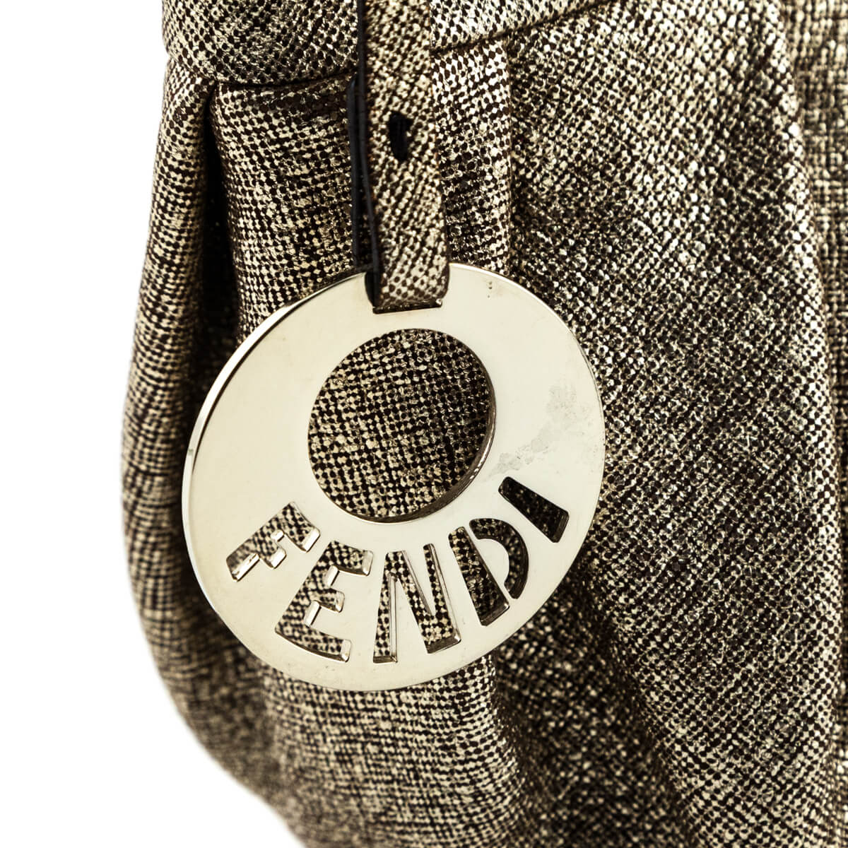 Fendi Gold Textured Leather Mini Chef Bag