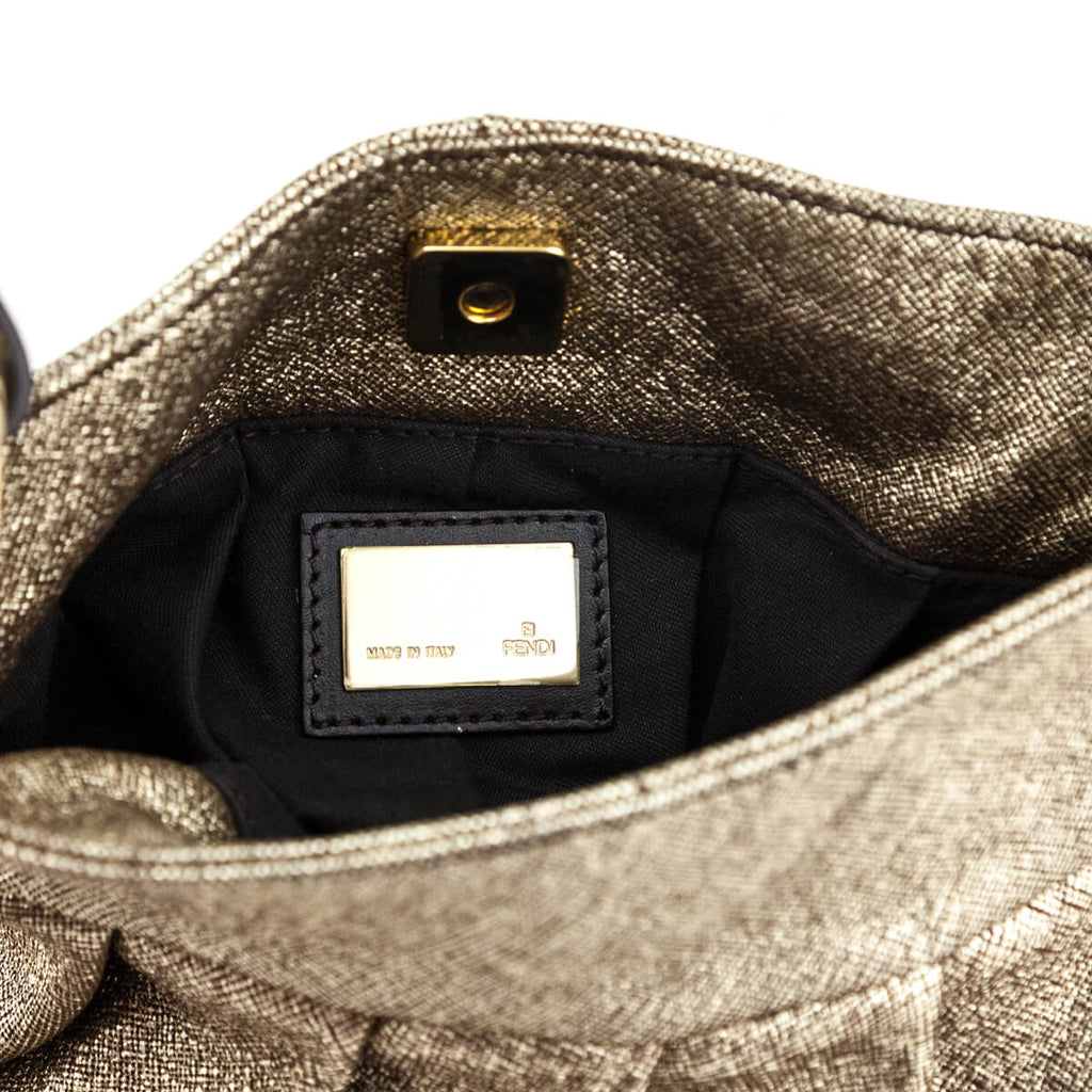 Fendi Gold Textured Leather Mini Chef Bag