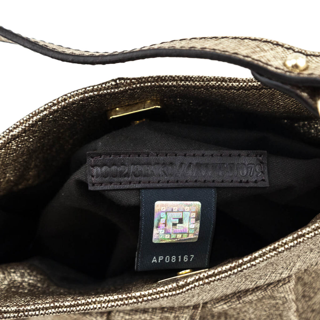 Fendi Gold Textured Leather Mini Chef Bag