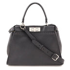 Fendi Gray Cuoio Romano Selleria Medium Peekaboo Iconic Satchel