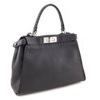 Fendi Gray Cuoio Romano Selleria Medium Peekaboo Iconic Satchel