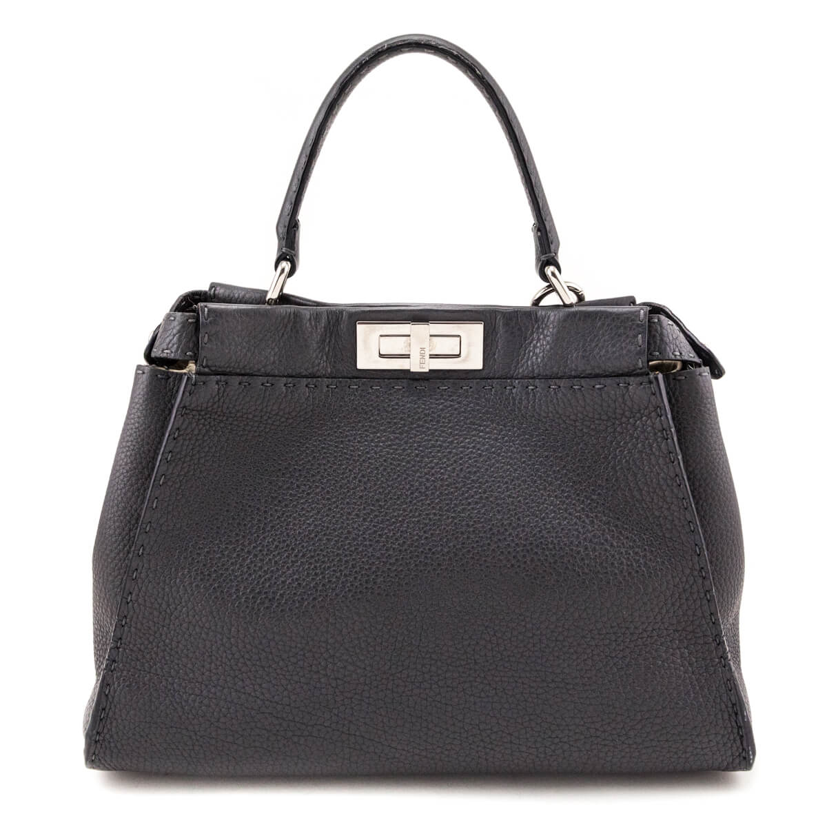 Fendi Gray Cuoio Romano Selleria Medium Peekaboo Iconic Satchel