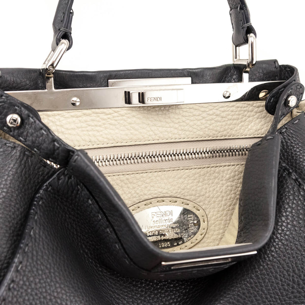 Fendi Gray Cuoio Romano Selleria Medium Peekaboo Iconic Satchel