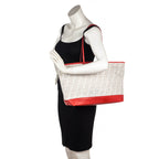 Fendi Ivory & Red FF Zucca Roll Tote