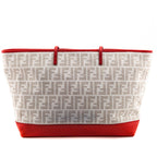 Fendi Ivory & Red FF Zucca Roll Tote