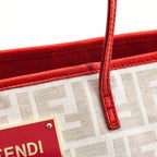 Fendi Ivory & Red FF Zucca Roll Tote
