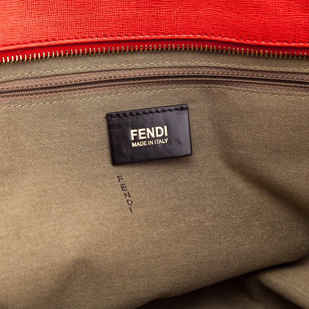 Fendi Ivory & Red FF Zucca Roll Tote
