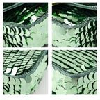 Fendi Light Green Satin Sequin Paillettes Shiny Nappa Mini Baguette 1997