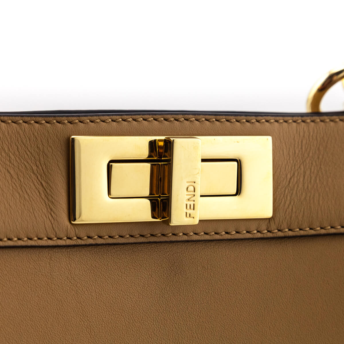 Fendi Miele Scuro Vitello Seta Nappa Medium Peekaboo I SEE U Satchel