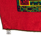 Fendi Red & Multicolored Silk Jacquard Giant Scarf