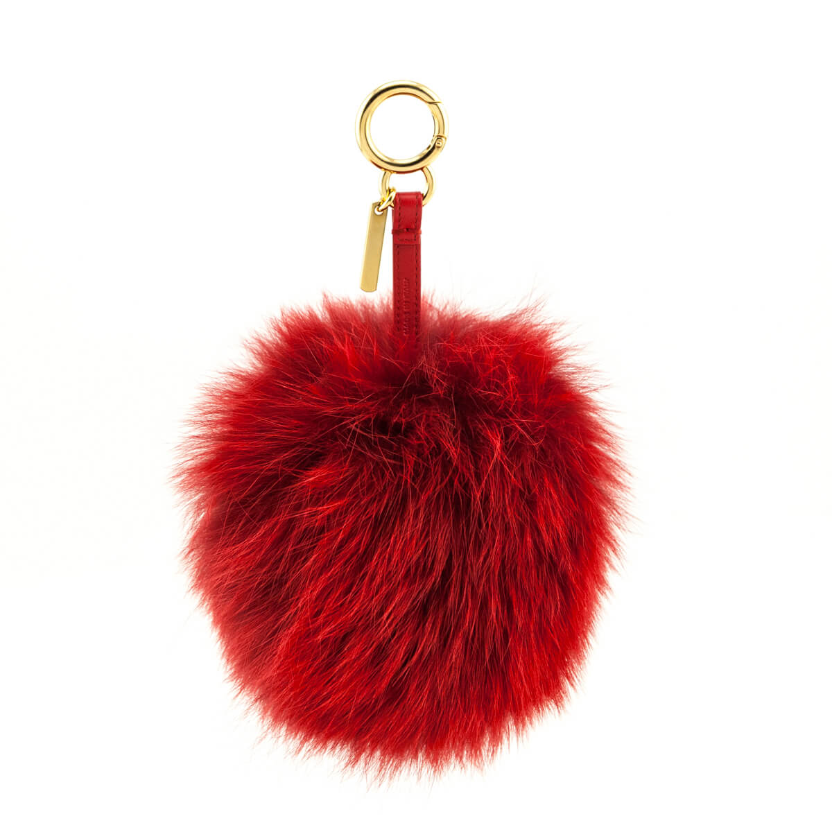 Fendi Red & Pink Fox Fur Heart Pom Pom Bag Charm