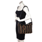 Fendi Tobacco Pequin Striped Vitello Tote