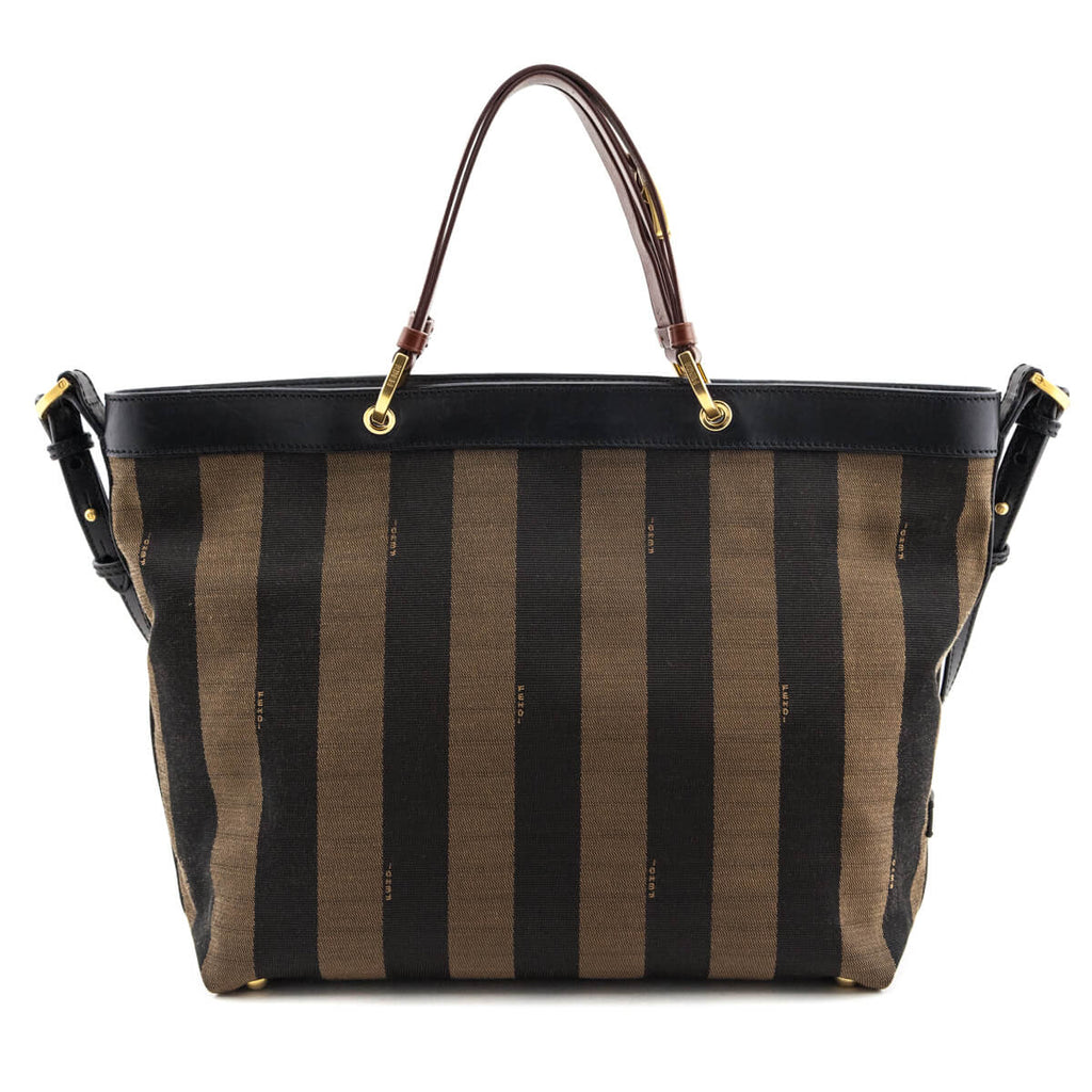 Fendi Tobacco Pequin Striped Vitello Tote
