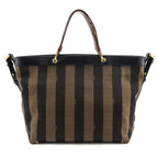 Fendi Tobacco Pequin Striped Vitello Tote