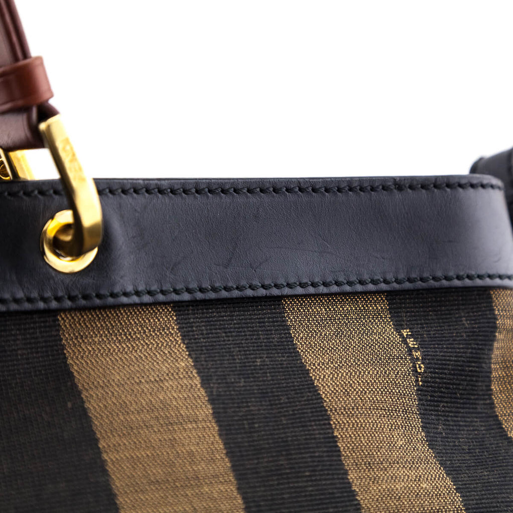 Fendi Tobacco Pequin Striped Vitello Tote