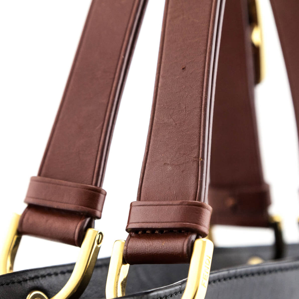Fendi Tobacco Pequin Striped Vitello Tote