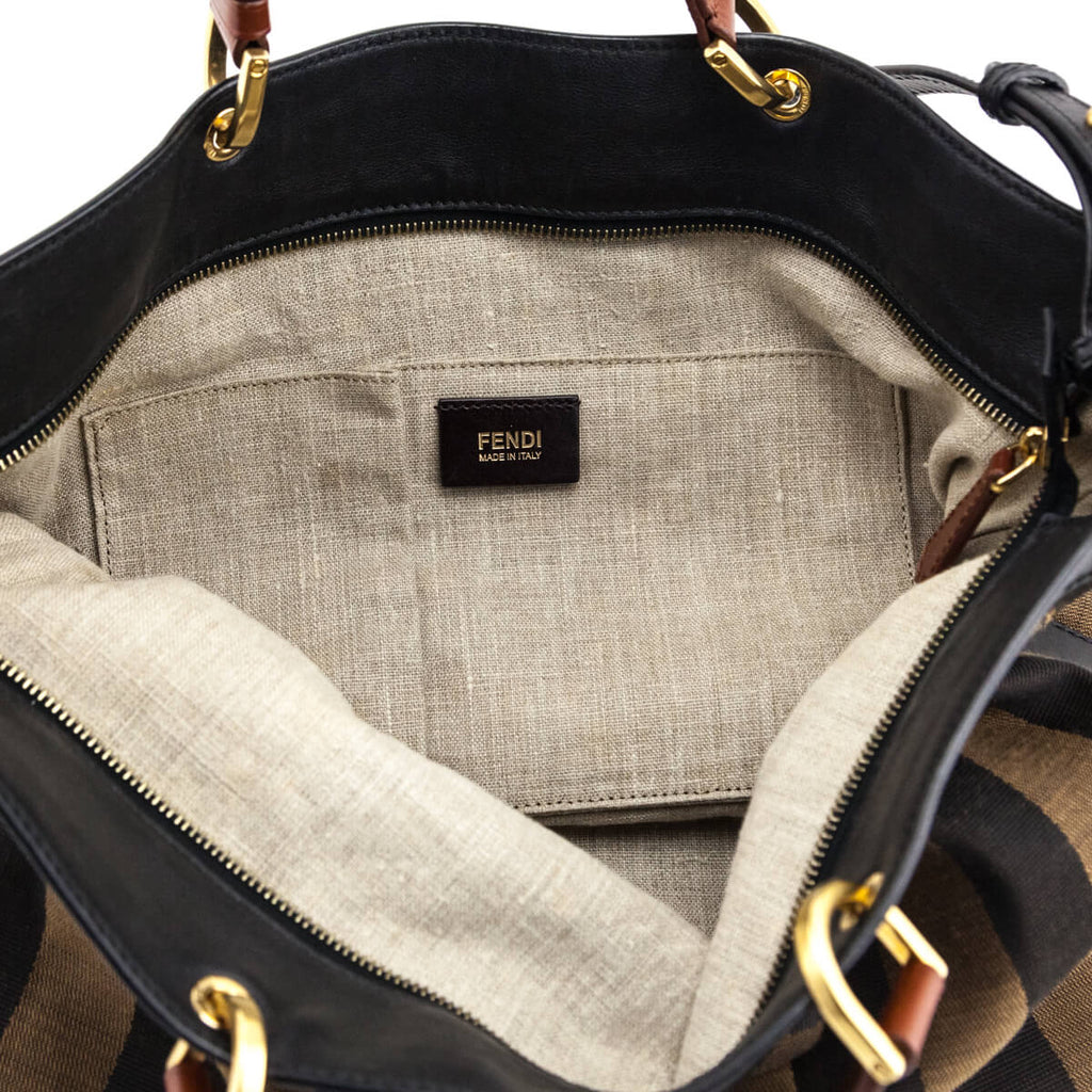 Fendi Tobacco Pequin Striped Vitello Tote