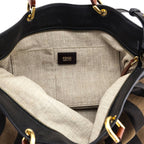 Fendi Tobacco Pequin Striped Vitello Tote