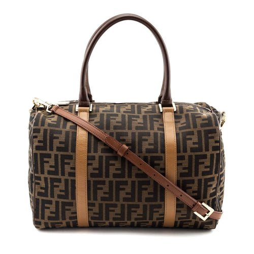 Fendi Tobacco Zucca Boston Satchel