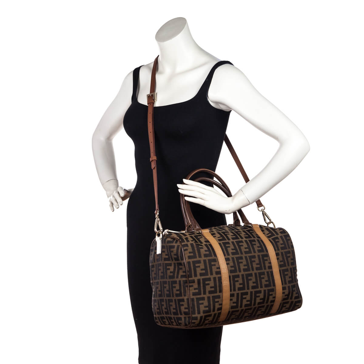 Fendi Tobacco Zucca Boston Satchel