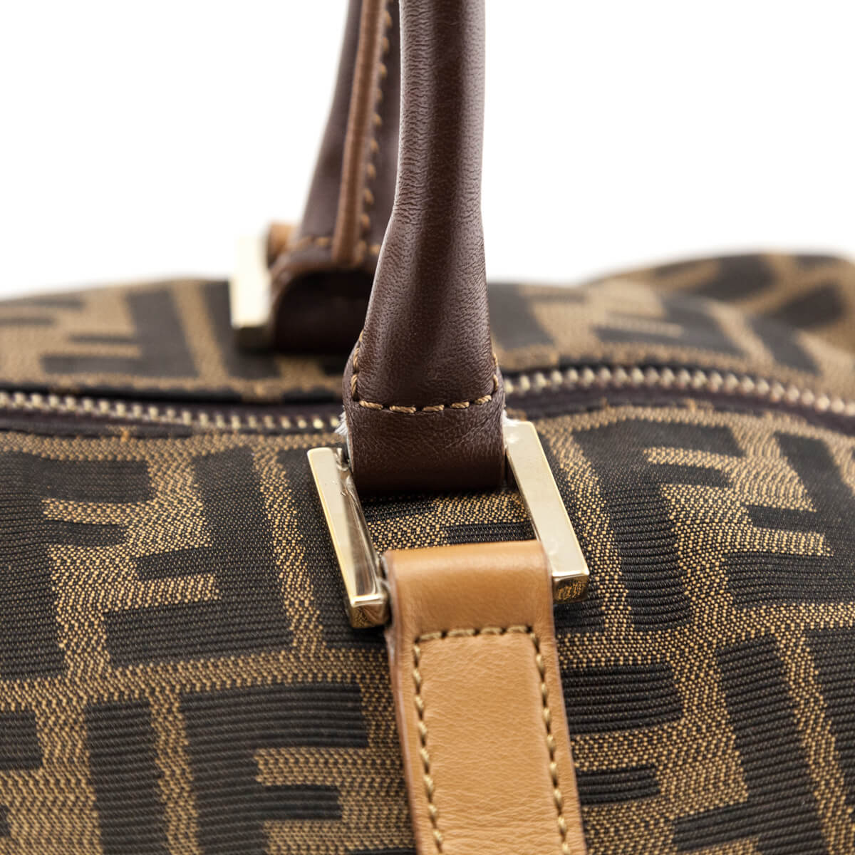 Fendi Tobacco Zucca Boston Satchel