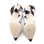 Fendi White & Brown Lasercut Colibri Slingback Pumps Size US 8 | EU 38
