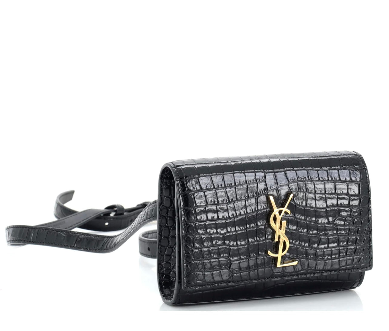 SAINT LAURENT - Classic Monogram Kate Belt Bag Crocodrile
