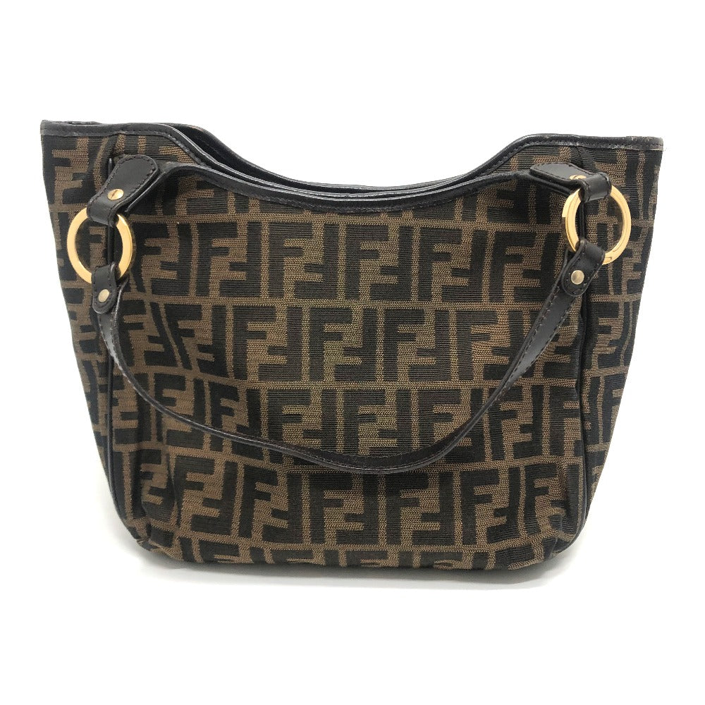 FENDI Tote Bag 8BH156 Canvas / leather Brown typex Gold Metal Zucca logo Logo charm Women