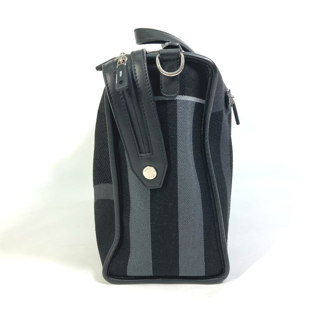 FENDI Business bag 7VA400 Canvas / leather Black Grey logo mesh bicolor mens