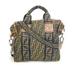 FENDI Tote Bag 7VA158 Leather / canvas Brown Zucca FF pattern Handbag 2WAY Bag Shoulder Bag Women