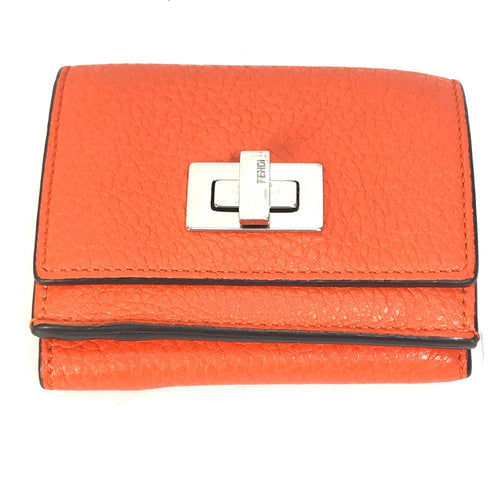 FENDI Trifold wallet 8M0426 leather Orange Peekaboo Women