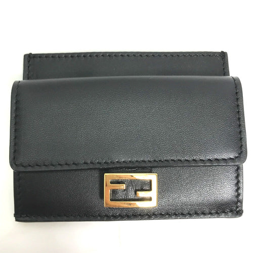 FENDI Coin case 8M0423 leather black baguette card holder Women